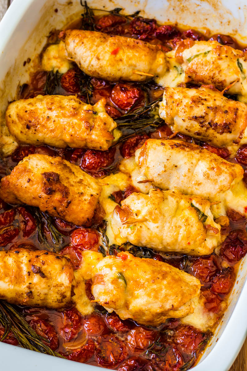 Frische Hähnchen Involtini aus dem Backofen